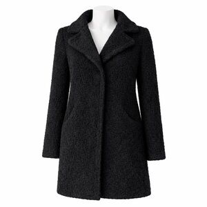 Size XXS Wilfred Womens Black Wool Mohair Coat Peacoat Textured Oversized Jacket
